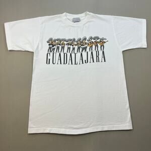 Vintage Guadalajara T-Shirt Adult Small White Mexico City Mariachi Band Cartoon